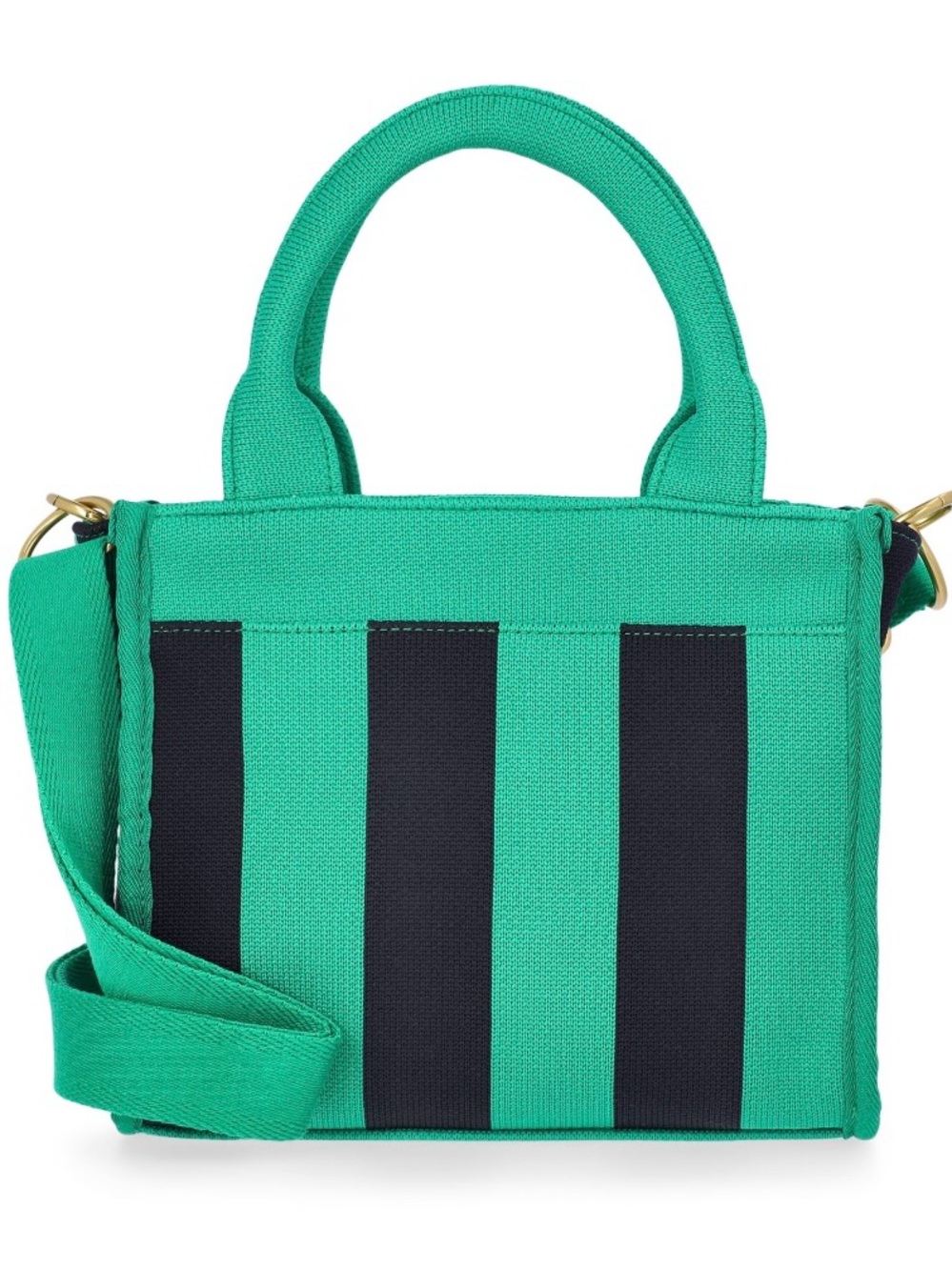 NWT Cute Striped Green Navy mini Tote with Black Accents